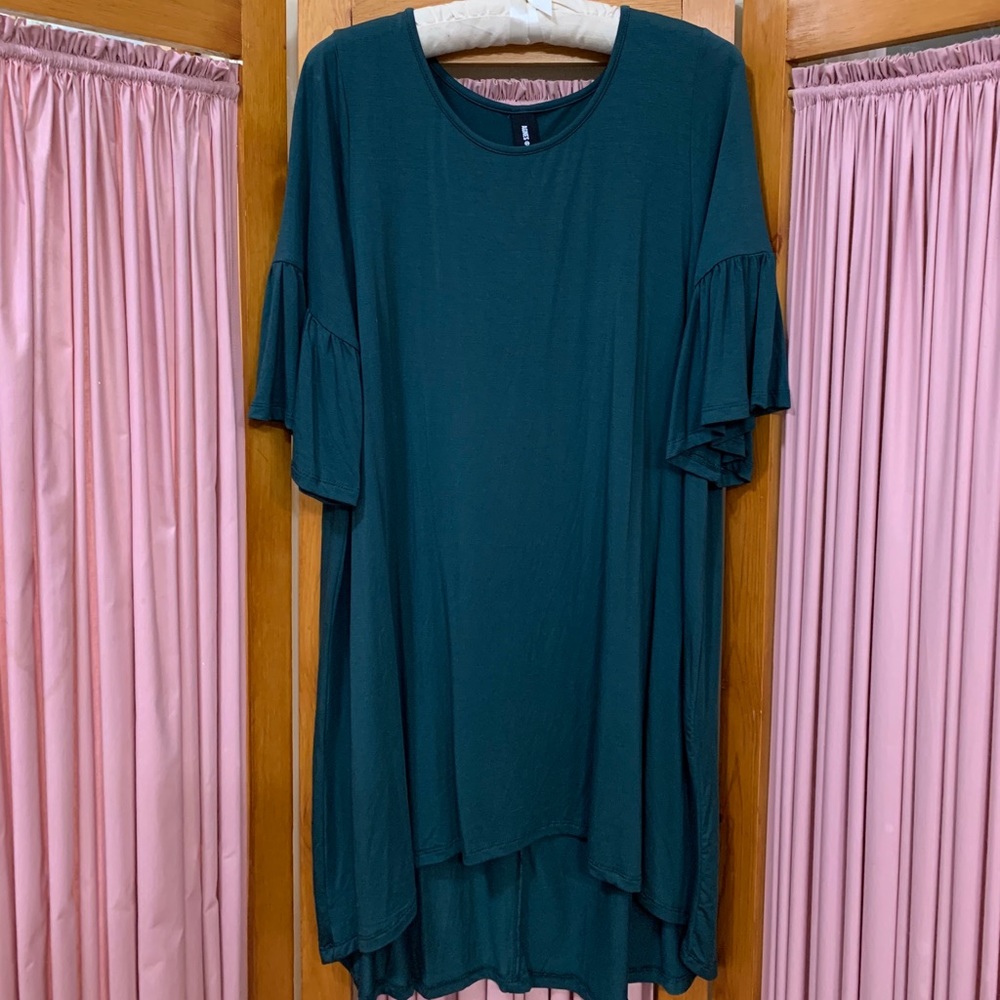 Agnes and Dora Forest Green Ruffle Sleeve Tunic